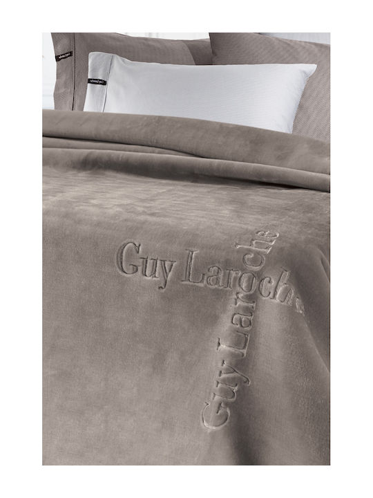 Guy Laroche Logo Velvet Blanket Single 160x220cm Vison