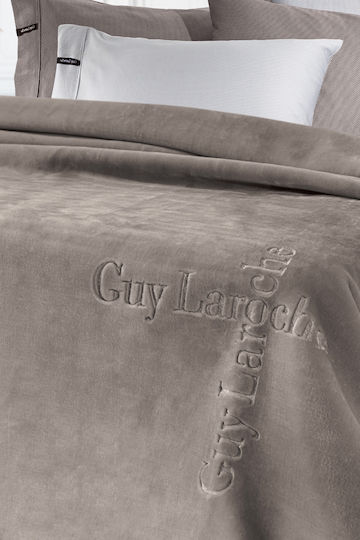 Guy Laroche Logo Κουβέρτα Βελουτέ Μονή 160x220εκ. Vison