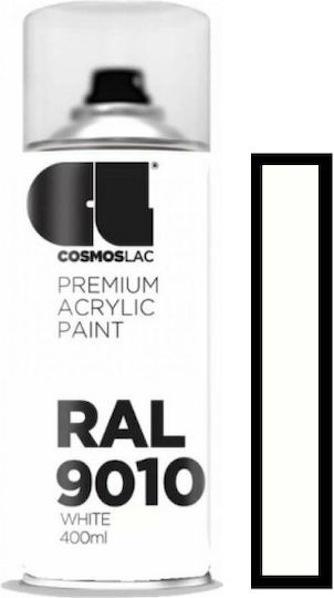 Cosmos Lac Spray Paint Premium Acrylic with Matt Effect Pure White RAL 9010 400ml