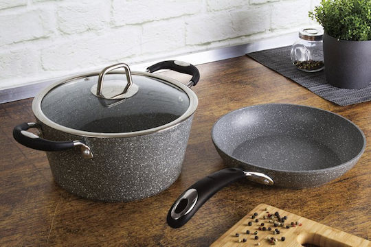 Berlinger Haus Stone Touch Line Kochgeschirr-Set aus Aluminium Grau mit Steinbeschichtung 6-tlg