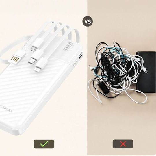 Wozinsky W11 Външна батерия 10000mAh 10W Бяла