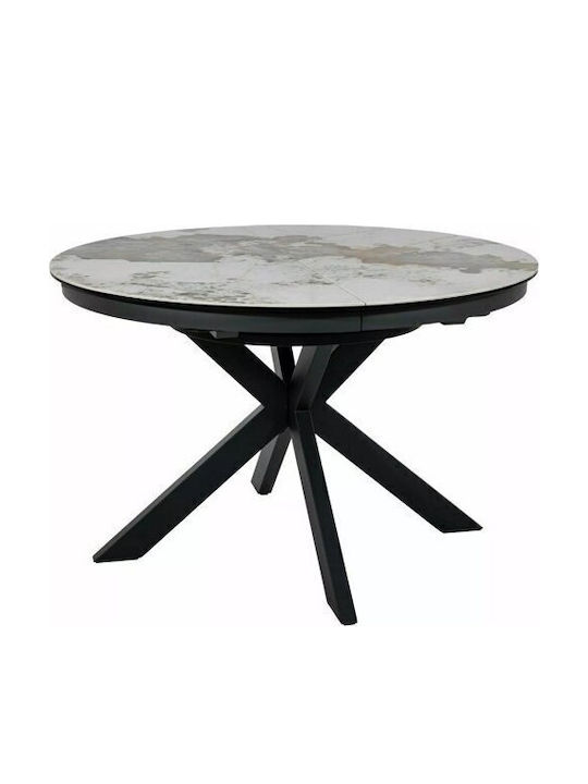 Detroit 998 Round Extendable Dining Room Table with Black Marble Surface 76x76cm
