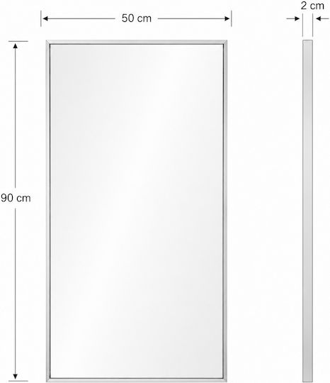 MRShome Oglindă de Perete cu Cadru Argintiu 90x50cm