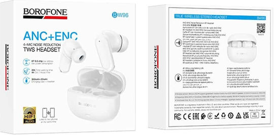 Borofone BW96 In-ear Bluetooth Handsfree Ακουστικά με Θήκη Φόρτισης Λευκά