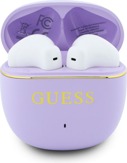 Guess Line Glossy Classic Logo In-Ear Bluetooth Handsfree Headphones with Charging Case Gold