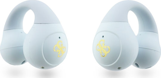 Guess Script Metal Logo Offenes Ohr Bluetooth Kopfhörer mit Schweißbeständigkeit und Ladekoffer Türkis