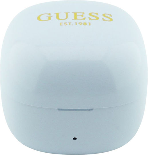 Guess Script Metal Logo Offenes Ohr Bluetooth Kopfhörer mit Schweißbeständigkeit und Ladekoffer Türkis