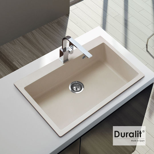 Duralit Drop-In Мивка от Синтетичен Гранит със смесител Ш76xД50см Бежов