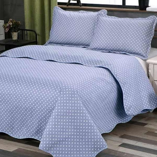Silk Fashion Dot Σετ Κουβερλί Υπέρδιπλο Βαμβακερό Grey 220x240cm 3τμχ