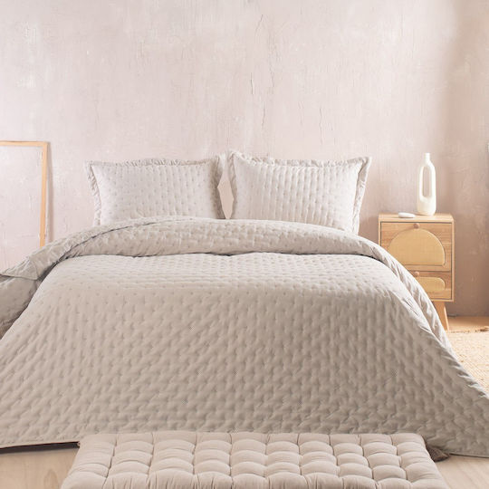 Rythmos Σετ Κουβερλί Μονό Microsatin Μπεζ 160x240cm 2τμχ
