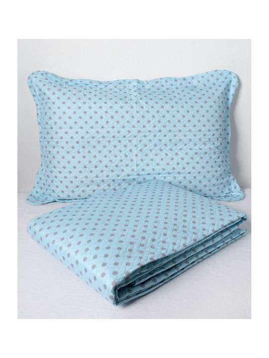 Silk Fashion Dot Подредба Покривало Единично Памук Сив 160x220см 2бр