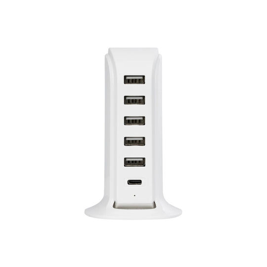 GloboStar Charging Station With 5 USB-A Output Ports 30W In White Colour 79704