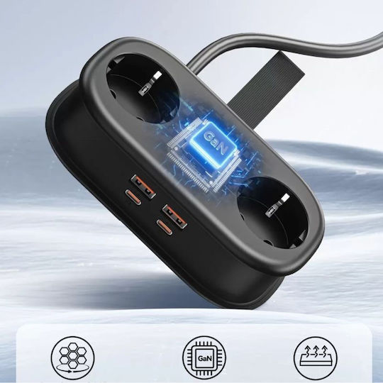 Orico GaN Charging Station With 2 USB-A Output Ports And USB-C Output Port And USB-C Cable 20W Power Delivery In Black Colour AP3