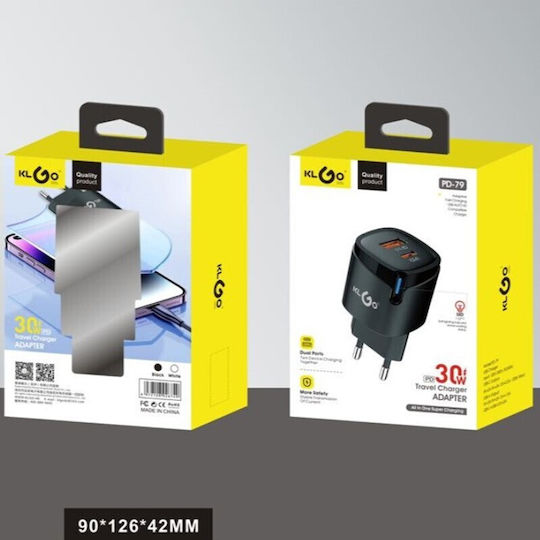 USB-A and USB-C Port Charger 30W Power Delivery White (PD-79)