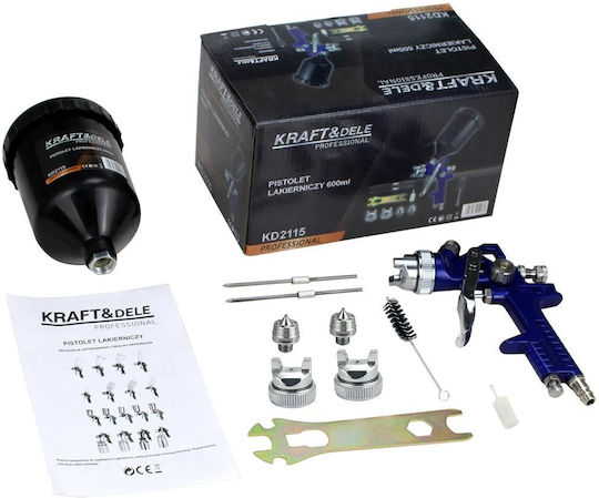 Kit De Vopsit Format Din Pistol De Vopsit Cu Aer 600ml Furtun 20m D2115+d677