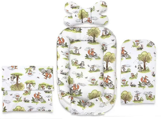 Qmini Βρεφικό Μαξιλάρι Φωλιά Fox On Bikes Natural 55x75εκ.