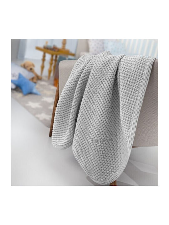 Guy Laroche Babydecke Kinderbett Waffel Grau Silber 110x140cm