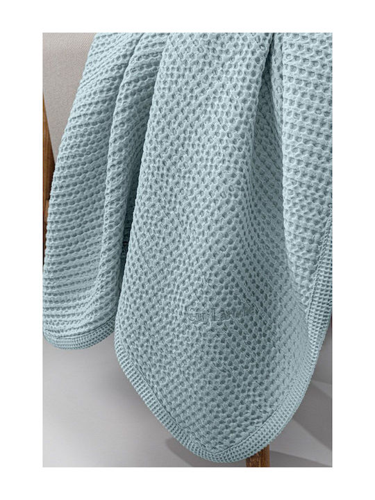 Guy Laroche Baby Blanket Cot Waffle Light Blue 110x140cm