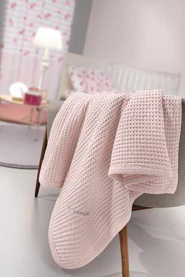 Guy Laroche Baby Blanket Cot Waffle Pink 110x140cm