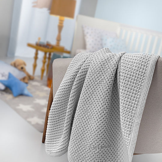 Guy Laroche Cot Waffle Grey Silver Blanket 110x140cm
