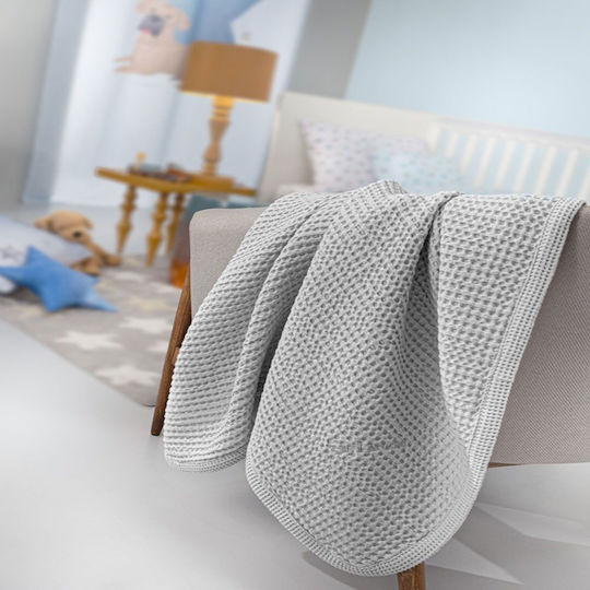 Guy Laroche Cot Waffle Grey Silver Blanket 110x140cm
