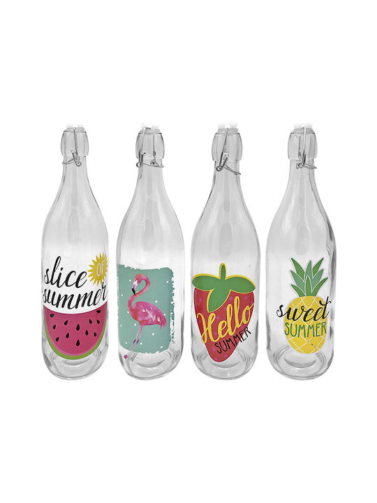 HOMie Bottle Water Glass with Screw Cap Multicolour 1000ml 30 Pieces