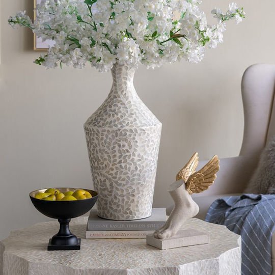 Artekko Decorative Bamboo Vase Ivory Gray 30x30xH61cm