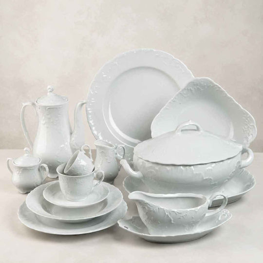 Cmielow Rococo Alb Porțelan Set de Vase 99buc