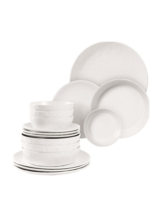 Navaris Alb Ceramică Set de Vase 16buc