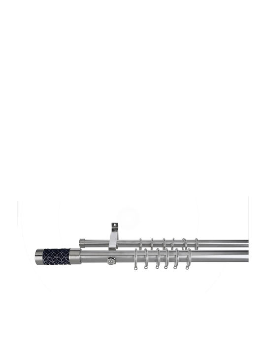 Extendable Metallic Curtain Pole Diva Strass Double with Rod 140-240cm Black / Silver