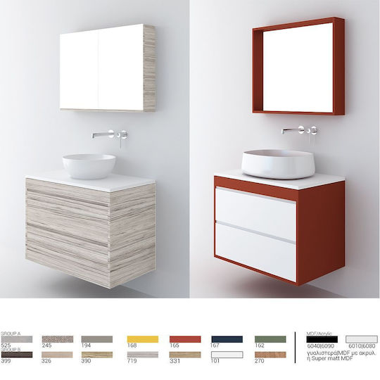 Orabella Waschtisch ohne Waschbecken mit Spiegel Matte White