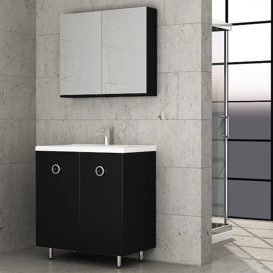 Orabella Blat cu Lavoar, Oglindă & Coloană cu lumină Melamină L80xW45xH83cm 70138-70105,