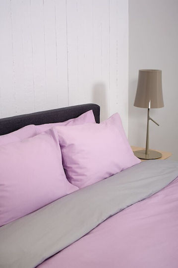 Viokarpet Duvet Cover Home View Lilac Lt Grey Set Single 165x245 Cm