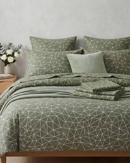 Olia Home Bettbezug Baumwolle Einzelbett 160x240 Olive Green