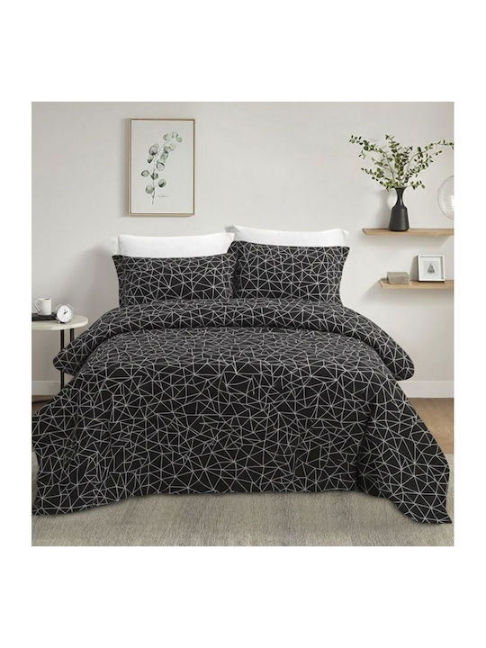 Olia Home Bettbezug Baumwolle Übergröße 220x240 Black Velvet-Black Metal