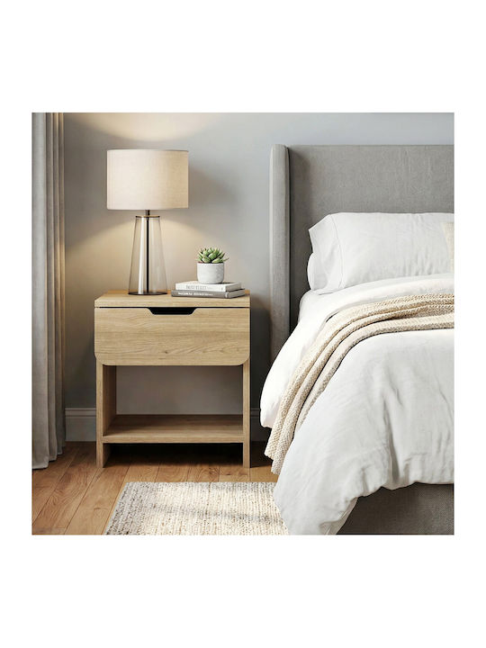 Bedside Table Mida Wooden Beige 45x40x52cm