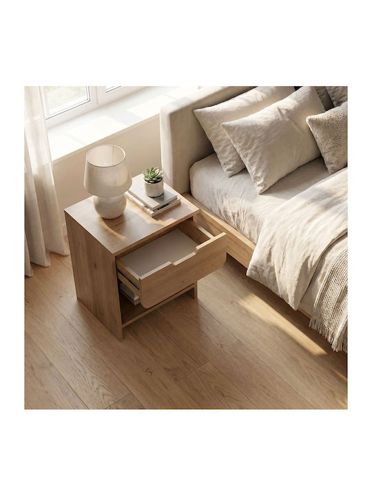 Bedside Table Mida Wooden Beige 45x40x52cm