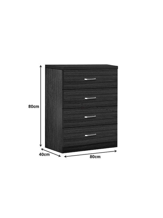 Killian Wooden & Metallic Chest of Drawer with 4 Drawers Sonoma 80x40x80cm