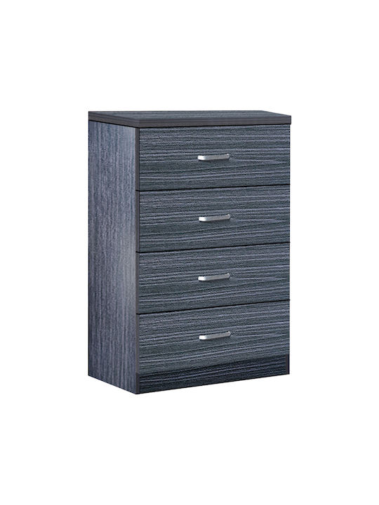 Killian Wooden & Metallic Chest of Drawer with 4 Drawers Black-nut 80x40x80cm