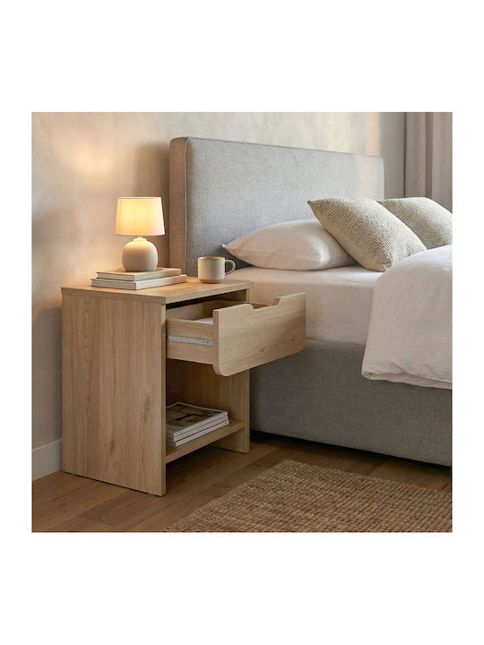 Bedside Table Mida Wooden Beige 45x40x52cm