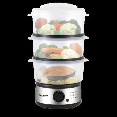 Techwood TCV-750 Aparat de gătit cu aburi cu 3 nivele de gătit 7.5lt