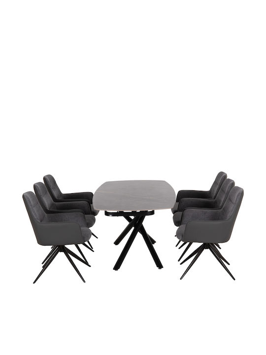 Esszimmermöbel-Set Vanta Erweiterbar mit 6 Stücken 140(+60)x90cm