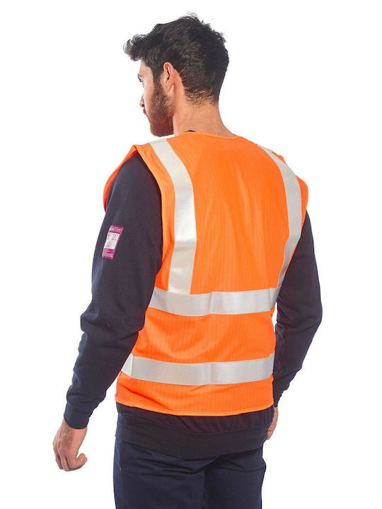 Portwest Veste De Lucru Pentru Bărbați Cu Benzi Reflectorizante Portocalii Antistatic Ignifugat