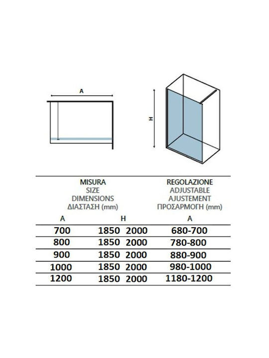 Orabella Serena Shower Screen for Shower 60x200cm Clear Glass Gun Metal