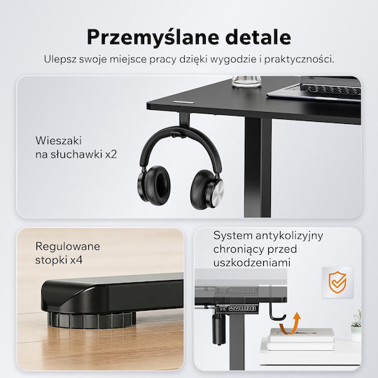 SENSE7 Nojo Collapsible Metallic Desk Base Black