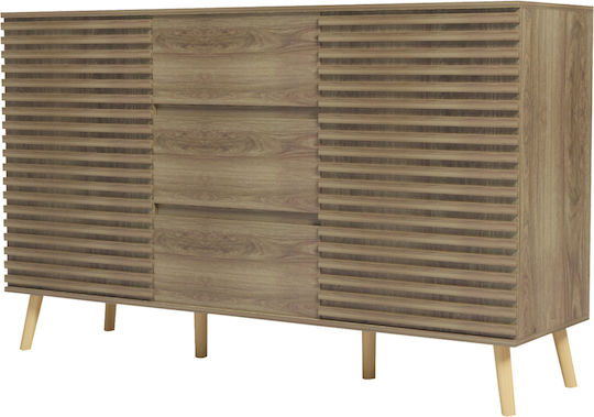 Sideboard Faestro Holz mit Schubladen Naturholz 140x40x85cm