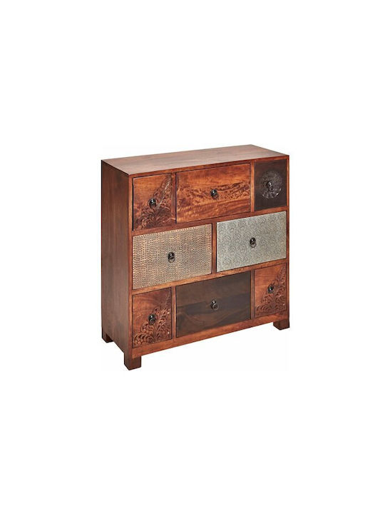 Denton 1519 Sideboard aus Massivholz mit Schubladen Schwarz 85x35x85cm