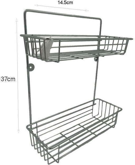 Sidirela Επιτοίχια Ραφιέρα Μπάνιου Μεταλλική 28x14.5x37cm Ασημί