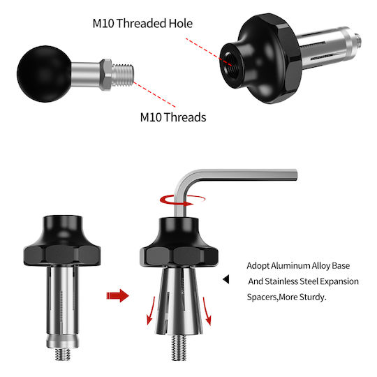 LanParte Ball for Motorcycle Mobile Mount
