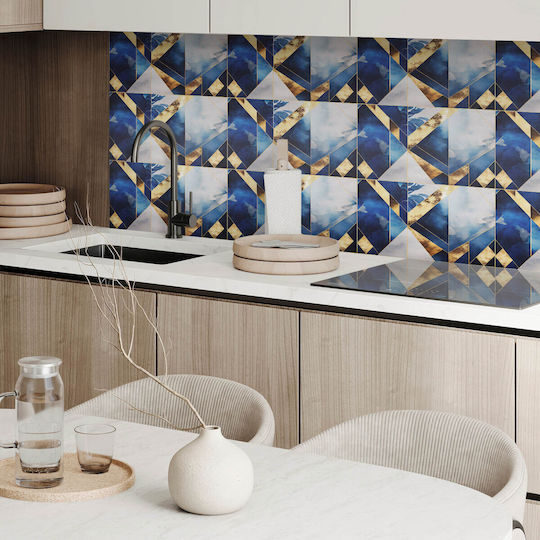 Autocolante Decorative Pentru Plăci de Faianță Din Vinil Imprimare Geometrică Nuanțe 10x40x20 Cm